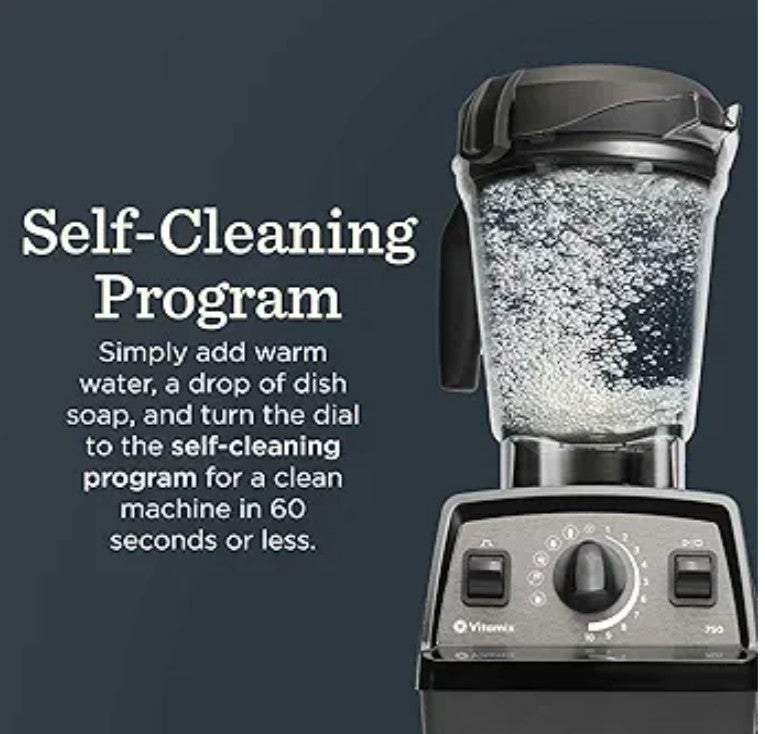 Vitamix Propel Series 750 Blender with Four Blending Programs, Self-Cleaning Program, Professional-Grade Blender for Smoothies, Soups and More, Stainless-Steel Blades, 64 Oz Container, Black