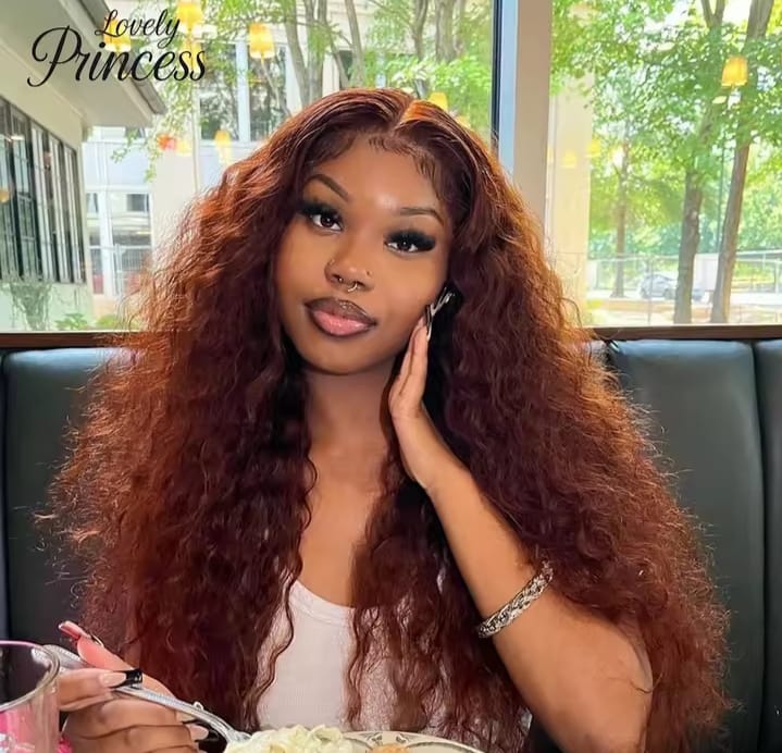 30 40 Inch Reddish Brown 13x6 Lace Frontal Wig 250 Density Colored Curly Wigs Human Hair Deep Wave 13x4 13x6 HD Lace Frontal Wig