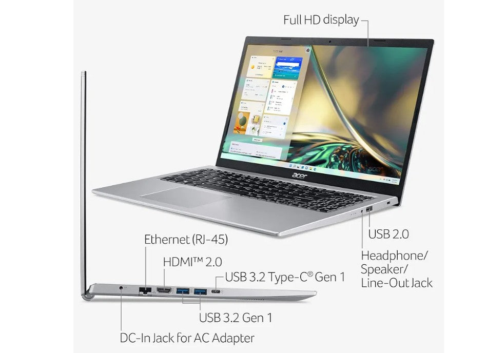 acer Aspire 5 Slim Laptop, 15.6 inch Full HD IPS Display, Intel Core i3-1115G4 Up to 4.1GHz (Beat i5-1030G7) Processor, 20GB RAM, 1TB SSD, WiFi 6, Windows 11 Home in S Mode, Bundle with JAWFOAL