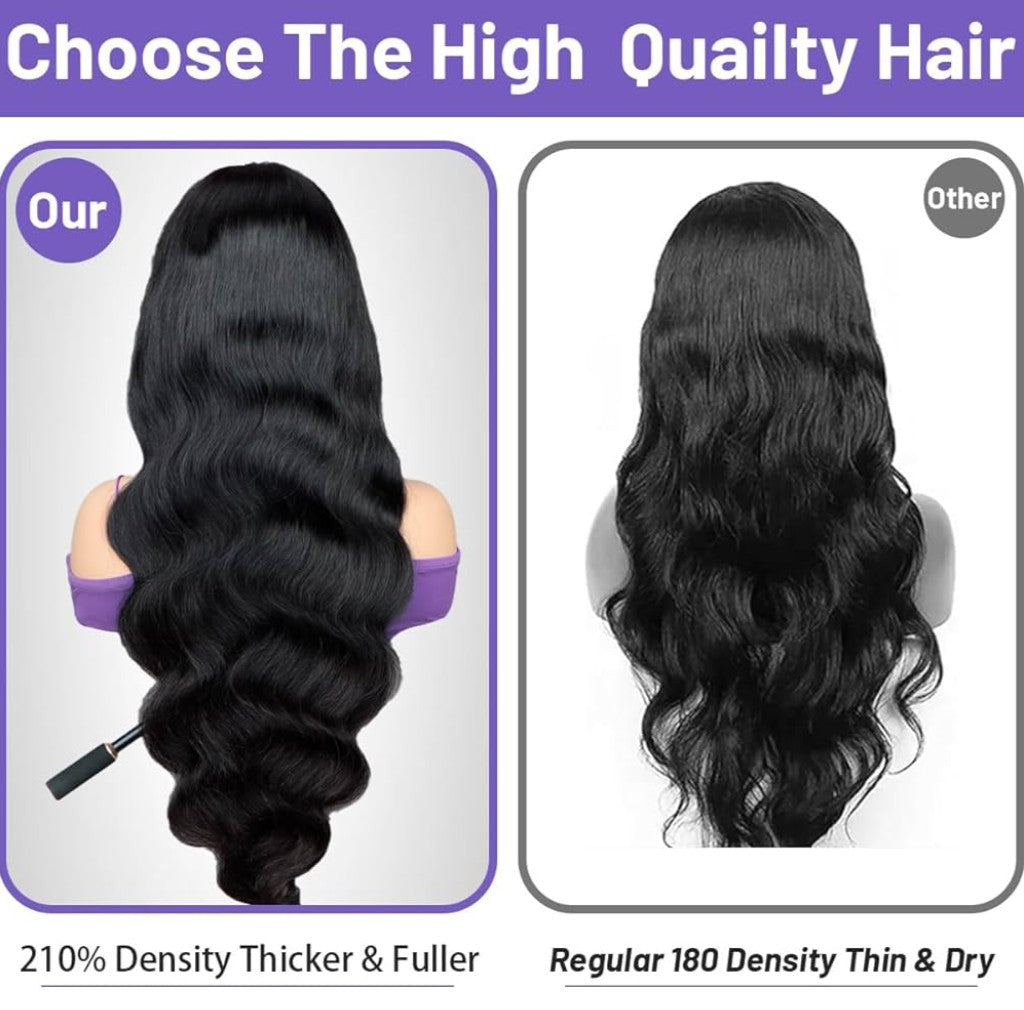 32 Inch 210 Density 13x6 Body Wave HD Lace Front Wigs Human Hair Glueless Brazilian Full Lace Frontal Wig Body Wave Human Hair Wig with Baby Hair No Shedding