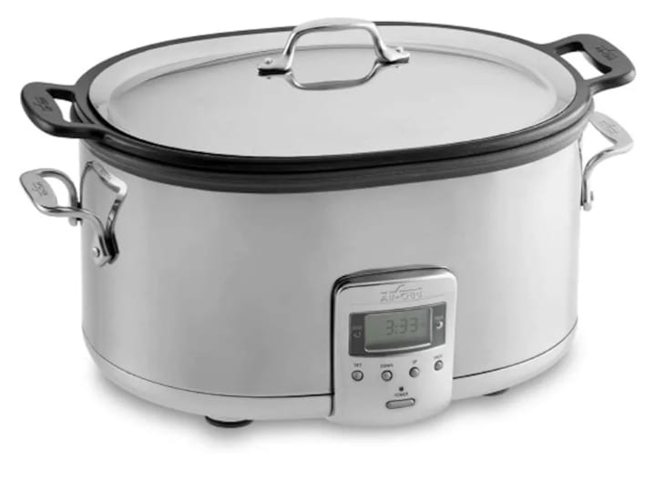 All-Clad Stainless Steel Electric Slow Cooker 7-Quart, Programmable LCD Timer, Aluminum Insert, Slow Cookers, Small Kitchen Appliances, Silver