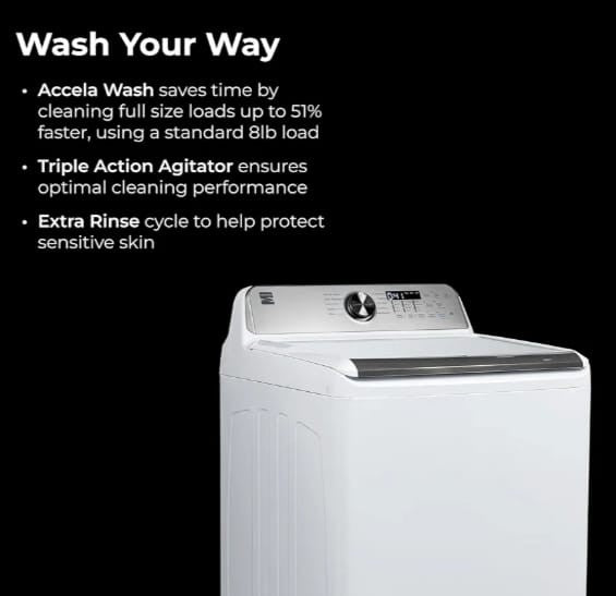 Kenmore 4.4 cu. ft. Top Load Washer with Triple Action Agitator for Tough Dirt & Stains - Reduce Laundry Time with Accela Wash & Express Wash - LED - White