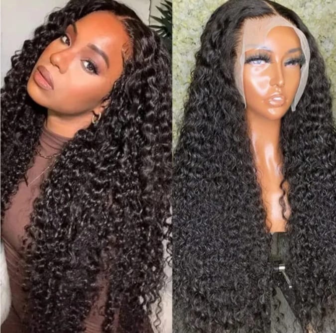 250% Density 32 Inch 13x6 HD Transparent Lace Front Human Hair Wigs For Women Deep Curly Lace Front Wig Human Hair Pre Plucked Deep Wave Frontal wig Full And Thick (32 Inch, 13x6 Human Hair Wigs)