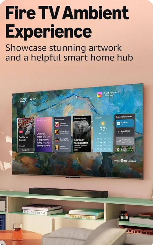 Amazon Fire TV 55" Omni Mini-LED Series, QLED 4K UHD smart TV, Dolby Vision IQ, 144hz gaming mode, Ambient Experience, hands-free with Alexa, 2024 release