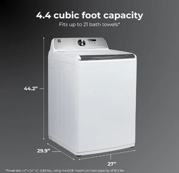 Kenmore 4.4 cu. ft. Top Load Washer with Triple Action Agitator for Tough Dirt & Stains - Reduce Laundry Time with Accela Wash & Express Wash - LED - White