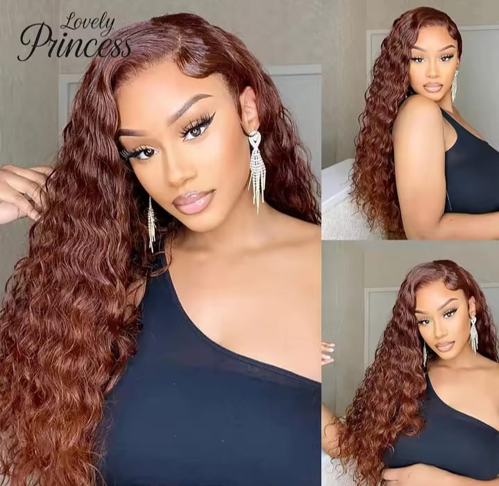 30 40 Inch Reddish Brown 13x6 Lace Frontal Wig 250 Density Colored Curly Wigs Human Hair Deep Wave 13x4 13x6 HD Lace Frontal Wig