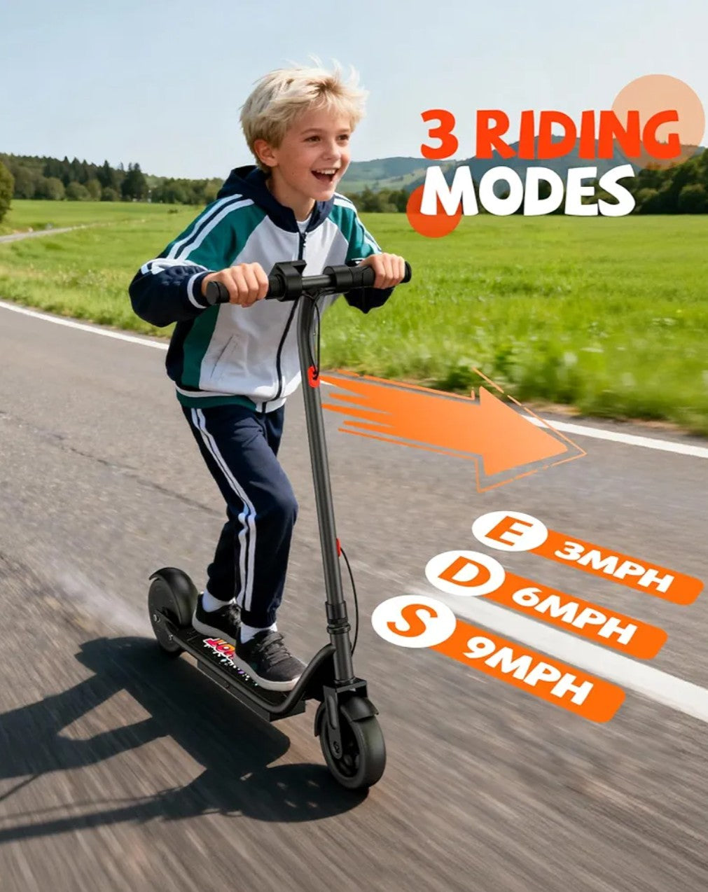 MAXSHOT Electric Scooter for Kids 6-14, 250W Powerful Motor, Max Speed 9MPH, 10 Miles Long Range, 3 Speed Modes, 6.5" Tires Portable E-Scooter with App Control, Dual Braking System for Boys & Girls