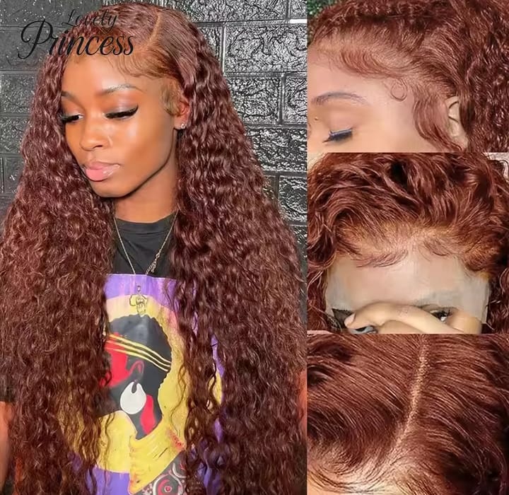 30 40 Inch Reddish Brown 13x6 Lace Frontal Wig 250 Density Colored Curly Wigs Human Hair Deep Wave 13x4 13x6 HD Lace Frontal Wig