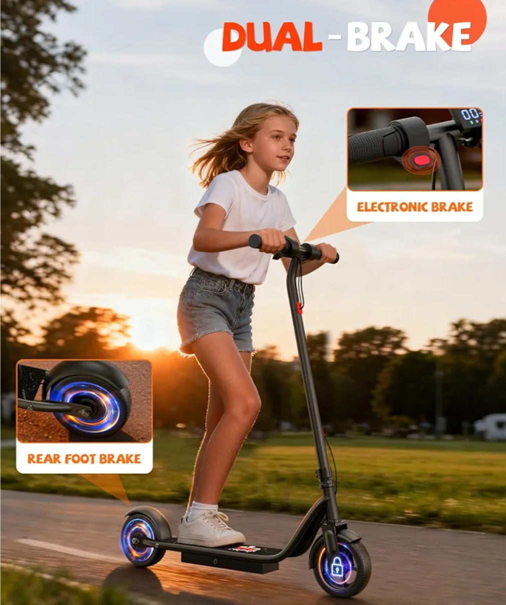 MAXSHOT Electric Scooter for Kids 6-14, 250W Powerful Motor, Max Speed 9MPH, 10 Miles Long Range, 3 Speed Modes, 6.5" Tires Portable E-Scooter with App Control, Dual Braking System for Boys & Girls