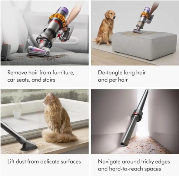 Dyson V15 Detect Plus Cordless Vacuum, Illumination Reveals dust, 240AW, 3 Power Modes, Up to 60 Minutes,² Deep Cleans Hard Floors and Carpets, Detangles pet Hair, Converts to Handheld