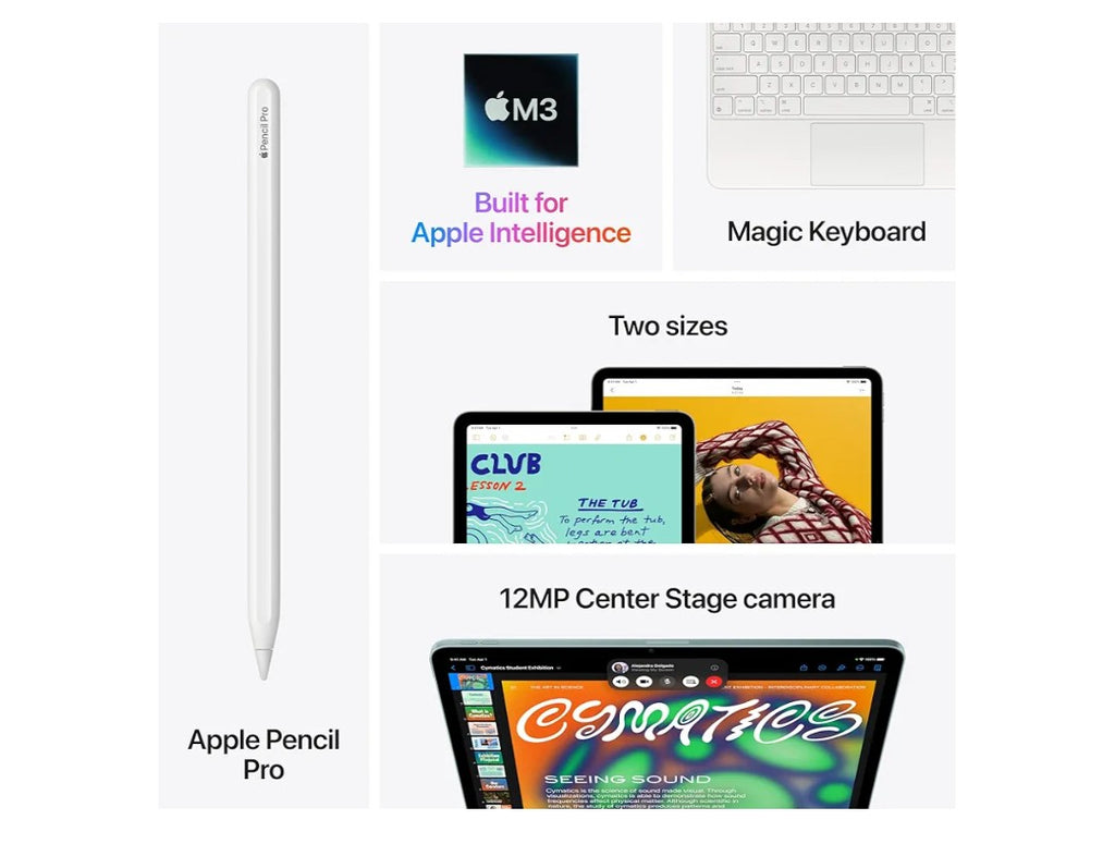 Apple iPad Air 11-inch with M3 chip Built for Apple Intelligence, Liquid Retina Display, 128GB, 12MP Front/Back Camera, Wi-Fi 6E, Touch ID, All-Day Battery Life — Space Gray