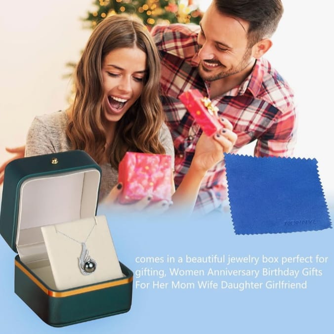 Tahitian Black Pearl Necklaces for Women 10-11mm - Pearl Necklace Phoenix Pendant | with 925 Sterling Silver 18" Chain - Christmas Mothers Day Valentine's Day Gifts For Women Wife Mom Grandma Girlfriend Daughter Her Best Friend Birthday Anniversary Fine J