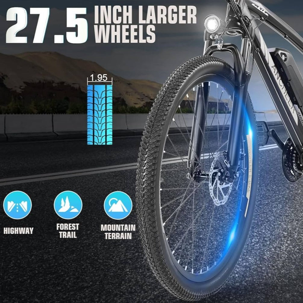 ANCHEER Hummmer Electric Mountain Bike 27.5'' Electric Bike for Adults, 21/24 Speed
Peak 750W, Ebike, 3 Hours Fast Charge, 60 Miles, Electric Bicycle, 48V/499Wh Battery, LCD Display