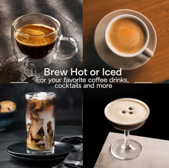 De'Longhi Rivelia Automatic Espresso Machine with Grinder & Milk Frother – All-in-One Coffee Maker, Hot & Iced Latte, Cappuccino, Bean Switch System, Burr Grinder, Compact Italian Design, Black