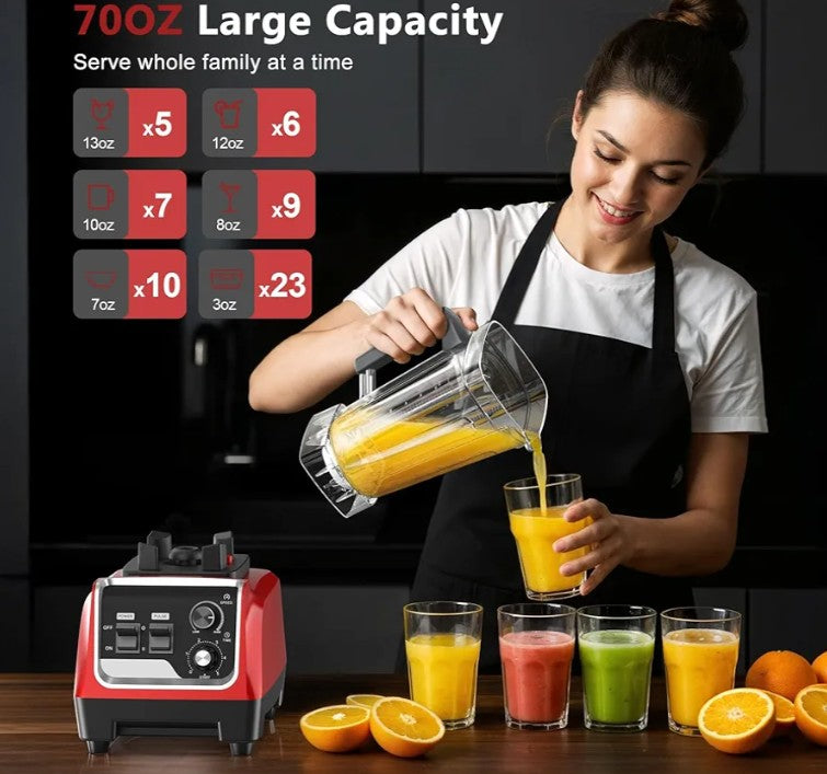 Blender for Smoothies with 1800 Watt Motor Powerful Countertop Blenders for Kitchen 70OZ Large Capacity Smoothie Blender and Grinder Combo for Ice Crush Frozen Drinks Puree (Red)