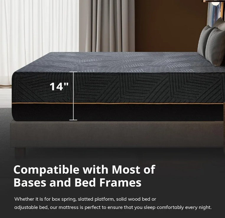 EGOHOME 10 Inch King Memory Foam Mattress for Back Pain, Cooling Copper Gel Bed in a Box, Foam Made in USA, CertiPUR-US Certified, Therapeutic Medium Firm, 76x80x10 Black