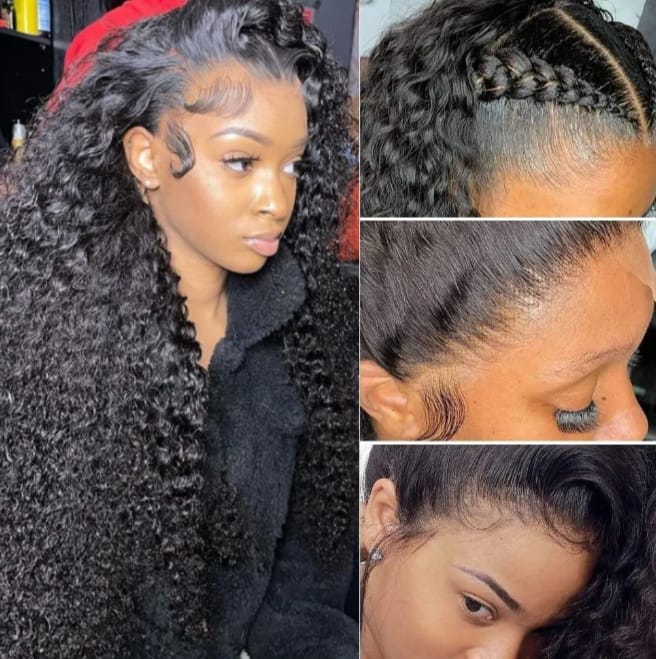 250% Density 32 Inch 13x6 HD Transparent Lace Front Human Hair Wigs For Women Deep Curly Lace Front Wig Human Hair Pre Plucked Deep Wave Frontal wig Full And Thick (32 Inch, 13x6 Human Hair Wigs)