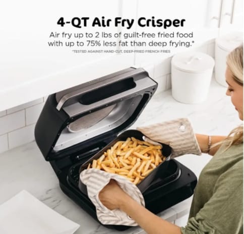 Ninja | Indoor Grill and Air Fryer| Foodi Smart XL | 6-in-1 Grill, Air Fry, Roast, Bake, Broil, Dehydrate & Crisp |Smart Thermometer & Splatter Shield | Dishwasher Safe Parts | Black/Silver | FG551