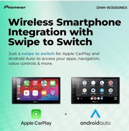 Pioneer DMH-W3050NEX 6.8" Capacitive Touchscreen, Double Din – Wireless & Wired Apple CarPlay & Android Auto, Bluetooth, Backup Camera, Maestro, FLAC, HD Radio, Hi-Volt RCA