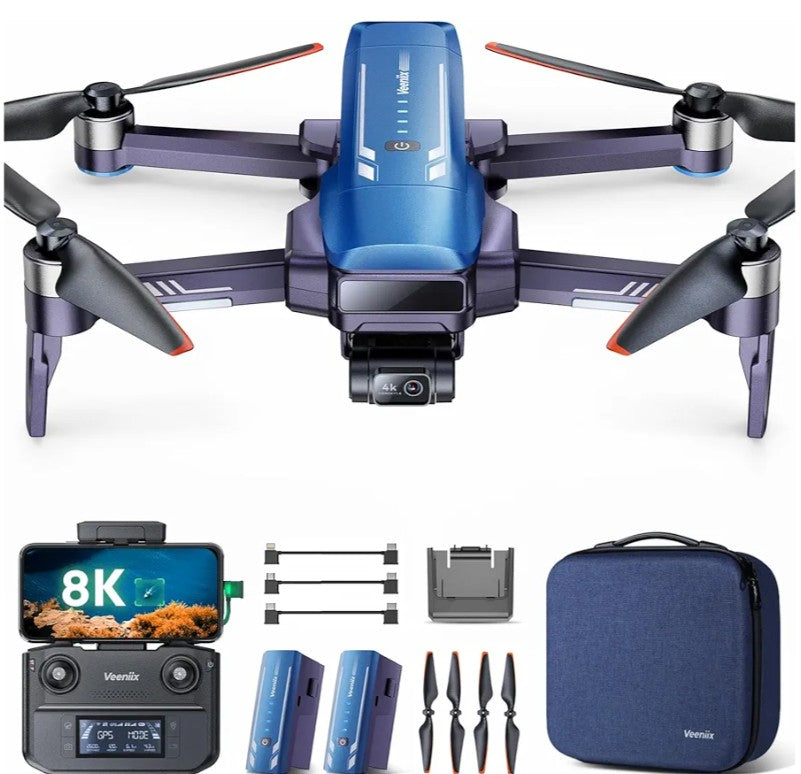 V11PRO Drone with 8K Camera for Adults, 3-Axis Gimbal Drones with 4K/30fps Video, 48 Million Pixels, 80min Flight Time with 2 Batteries, 6KM Video Transmission Quadcopter, Professional Drone