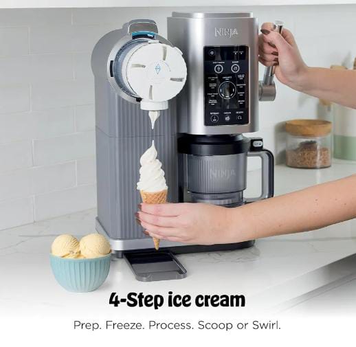 Ninja CREAMi Scoop & Swirl Ice Cream and Soft Serve Maker, Sorbet, Milkshake, Frozen Yogurt, Low Calories Program & More, 13-in-1, Soft Serve Handle & (2) CREAMi 2-in-1 16oz Pints, NC701