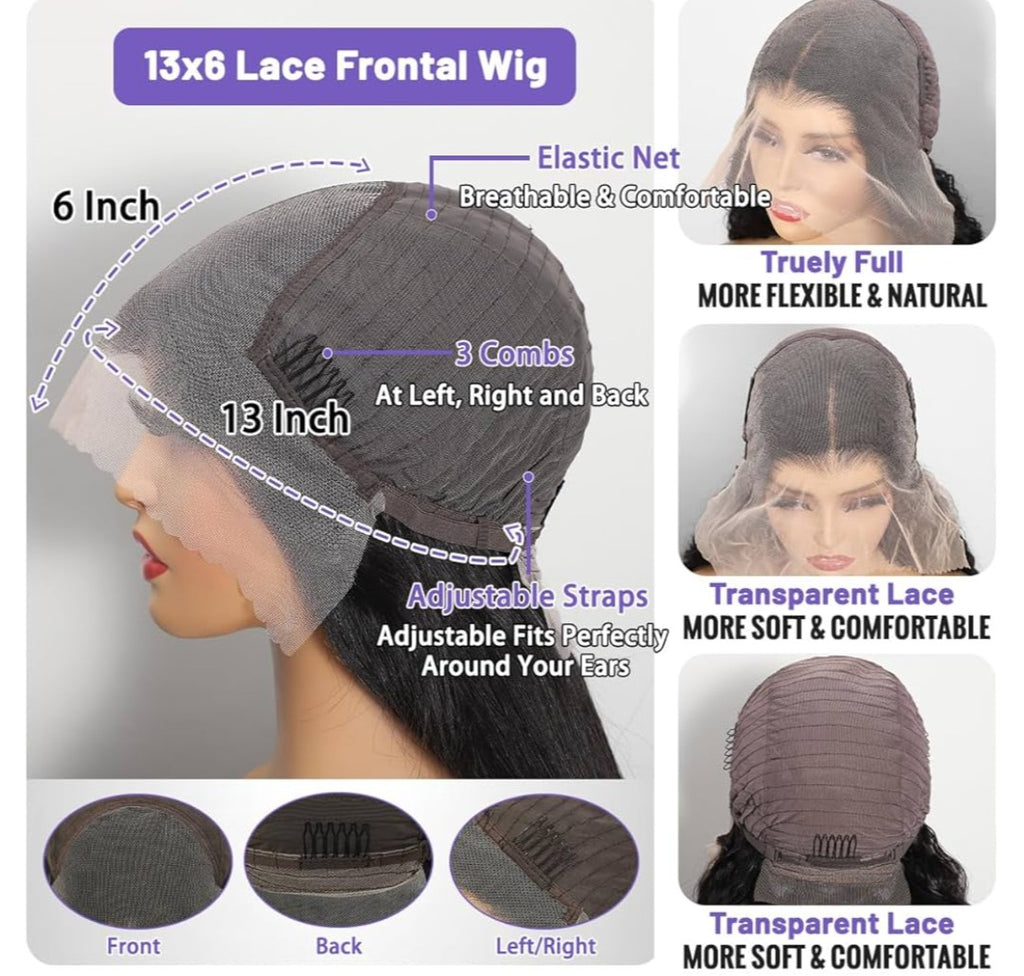 32 Inch 210 Density 13x6 Body Wave HD Lace Front Wigs Human Hair Glueless Brazilian Full Lace Frontal Wig Body Wave Human Hair Wig with Baby Hair No Shedding