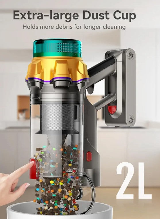 Cordless Vacuum Cleaner, 50KPA 65Mins XL Dust Cup Vacuum Cleaners for Home, Stick Vacuum with Anti-Tangle Brush,LED Display,Self-Standing, Vacuum Cordless for Hardwood Floor, Carpet, Pet Hair