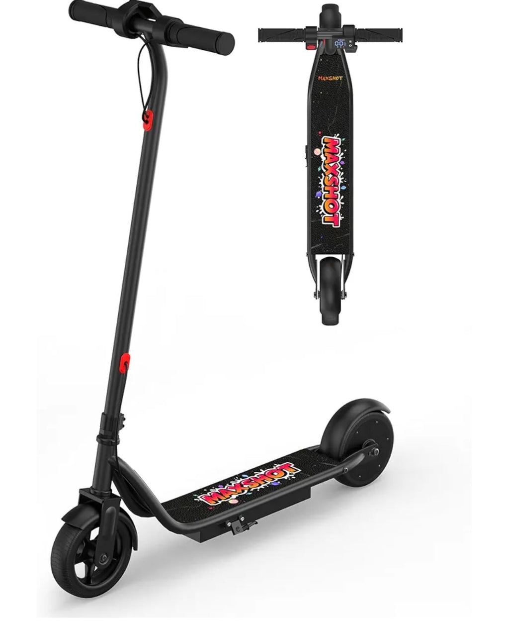 MAXSHOT Electric Scooter for Kids 6-14, 250W Powerful Motor, Max Speed 9MPH, 10 Miles Long Range, 3 Speed Modes, 6.5" Tires Portable E-Scooter with App Control, Dual Braking System for Boys & Girls