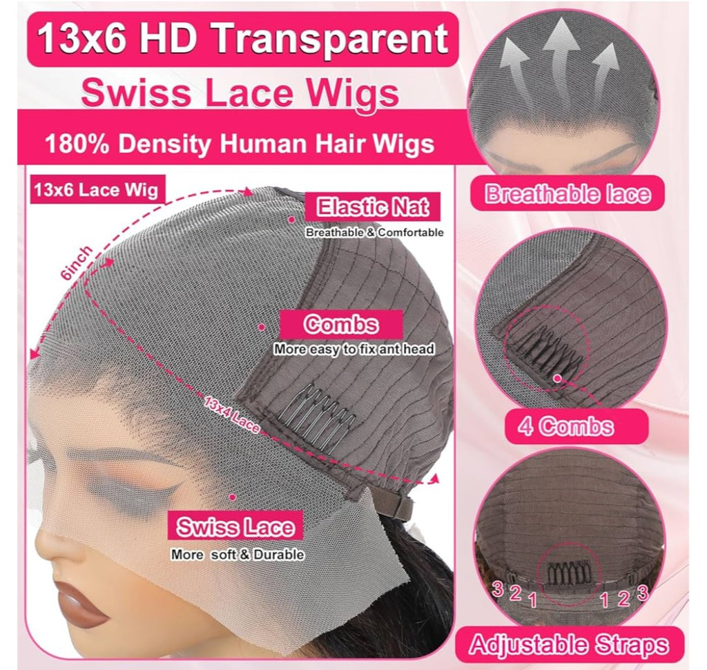 13x6 Ombre Lace Front Wig Human Hair 1B/30 Highlight Lace Front Wig Human Hair 180% Density Body Wave HD Transparent Lace Frontal Wigs Human Hair Colored Balayage Wig for Black Women 28 Inch