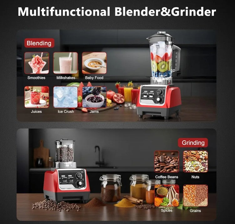 Blender for Smoothies with 1800 Watt Motor Powerful Countertop Blenders for Kitchen 70OZ Large Capacity Smoothie Blender and Grinder Combo for Ice Crush Frozen Drinks Puree (Red)
