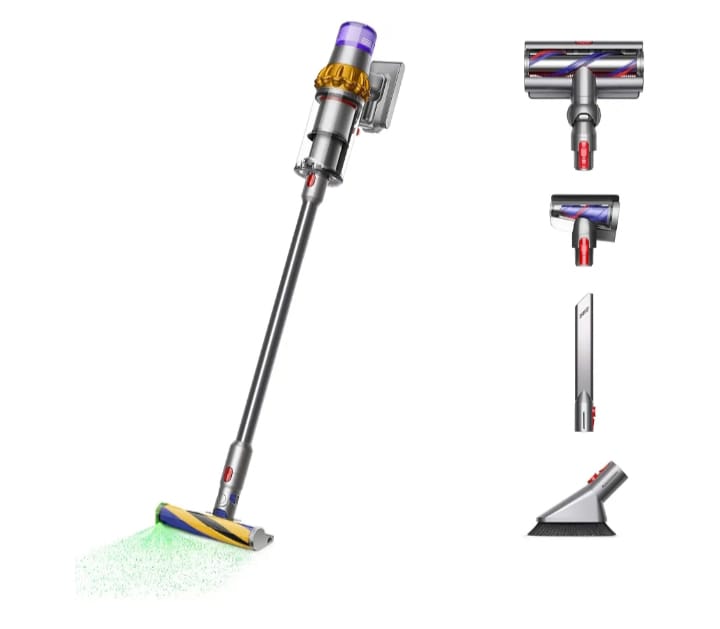 Dyson V15 Detect Plus Cordless Vacuum, Illumination Reveals dust, 240AW, 3 Power Modes, Up to 60 Minutes,² Deep Cleans Hard Floors and Carpets, Detangles pet Hair, Converts to Handheld