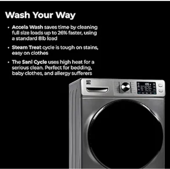 Kenmore 4.5 cu. ft. Front Load Washer with Stain Removing Steam Treatment - Reduce Laundry Time with Accela Wash - LED - ENERGY STAR Certified - Metallic Silver