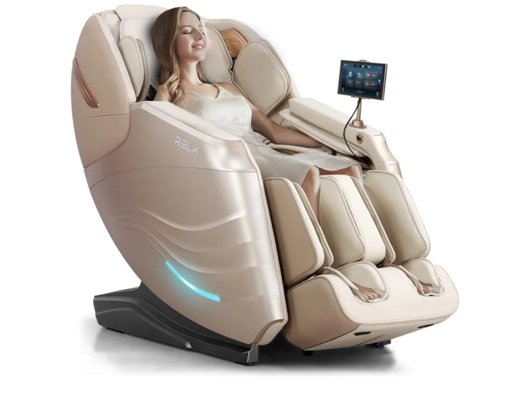 RELX 2026 Massage Chair Full Body, 20 Modes Zero Gravity SL-Track Shiatsu Massage Chair Built-in Heat System, Airbag Massage with Body Scan, Deep Yoga Stretch, Calfrest Extension and AI Control(Cream)