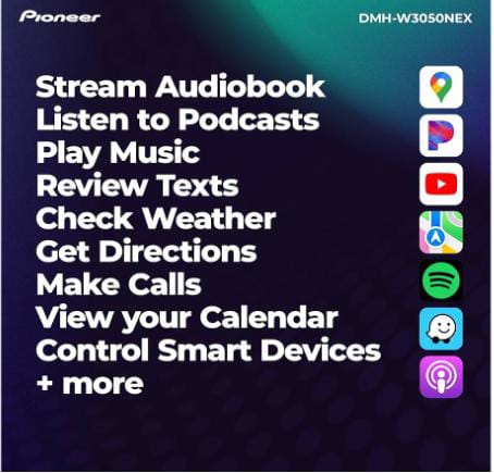 Pioneer DMH-W3050NEX 6.8" Capacitive Touchscreen, Double Din – Wireless & Wired Apple CarPlay & Android Auto, Bluetooth, Backup Camera, Maestro, FLAC, HD Radio, Hi-Volt RCA