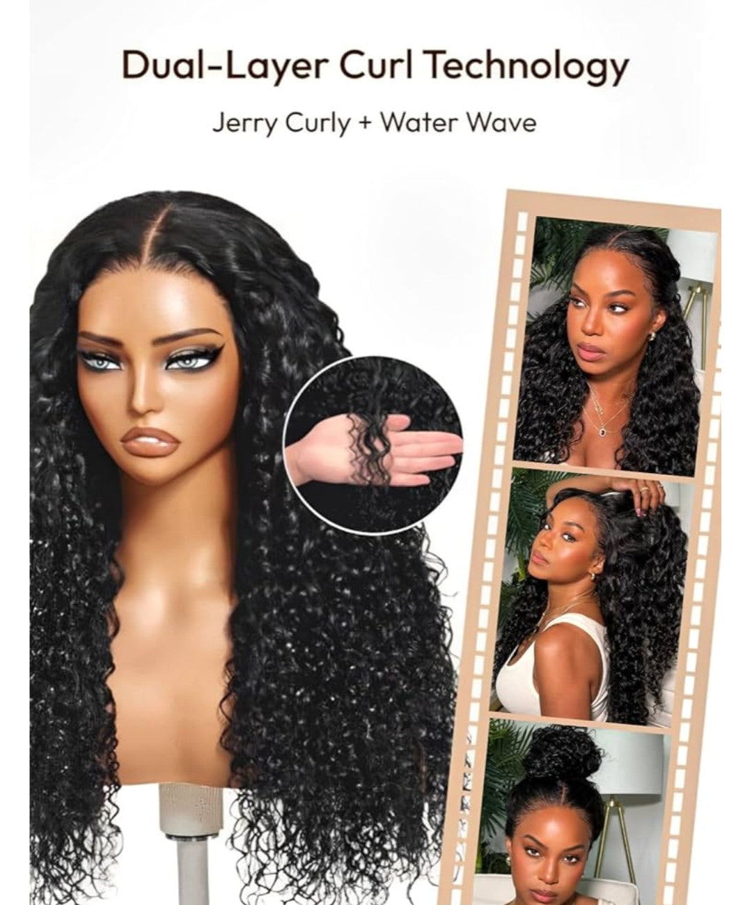 UNICE Bye Bye Knots Wig Mixed Curls Water Wave and Jerry Curly Fluffy Wig 13X4 Lace Front Pre Everything Drawstring Wigs Glueless Human Hair Pre Plucked Pre Cut Bleached Knots 150% Density 24 Inch