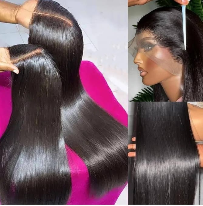 34 Inch 13x6 HD Transparent Straight Lace Front Wigs Human Hair Pre Plucked 200 Density Wigs for Women Gluelsss Wigs Human hair with Baby Hair Human Hair Wig