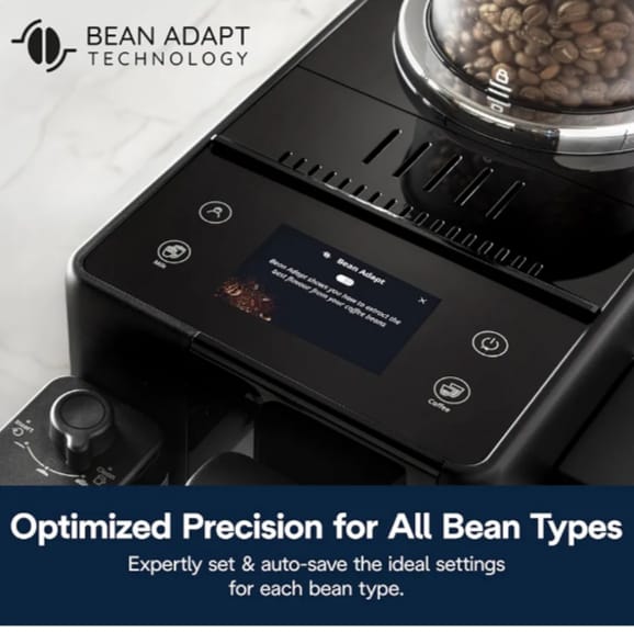 De'Longhi Rivelia Automatic Espresso Machine with Grinder & Milk Frother – All-in-One Coffee Maker, Hot & Iced Latte, Cappuccino, Bean Switch System, Burr Grinder, Compact Italian Design, Black