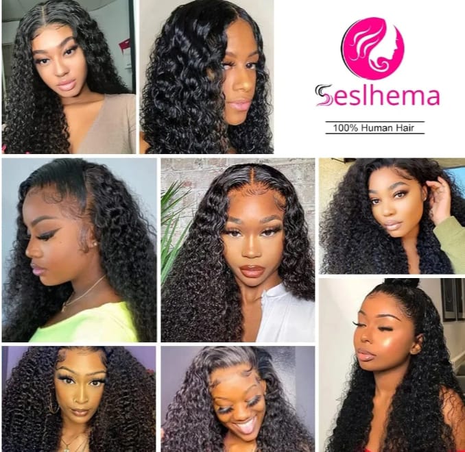 250% Density 32 Inch 13x6 HD Transparent Lace Front Human Hair Wigs For Women Deep Curly Lace Front Wig Human Hair Pre Plucked Deep Wave Frontal wig Full And Thick (32 Inch, 13x6 Human Hair Wigs)